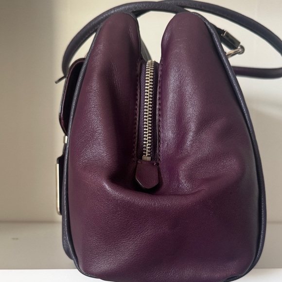 Coach Madison Saffiano Madeline Satchel Silver Violet Purple - Picture 7 of 15